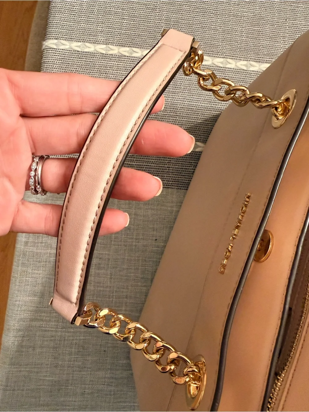 Michael Kors Blush Lori Satchel: Leather Chain-Handle Tote